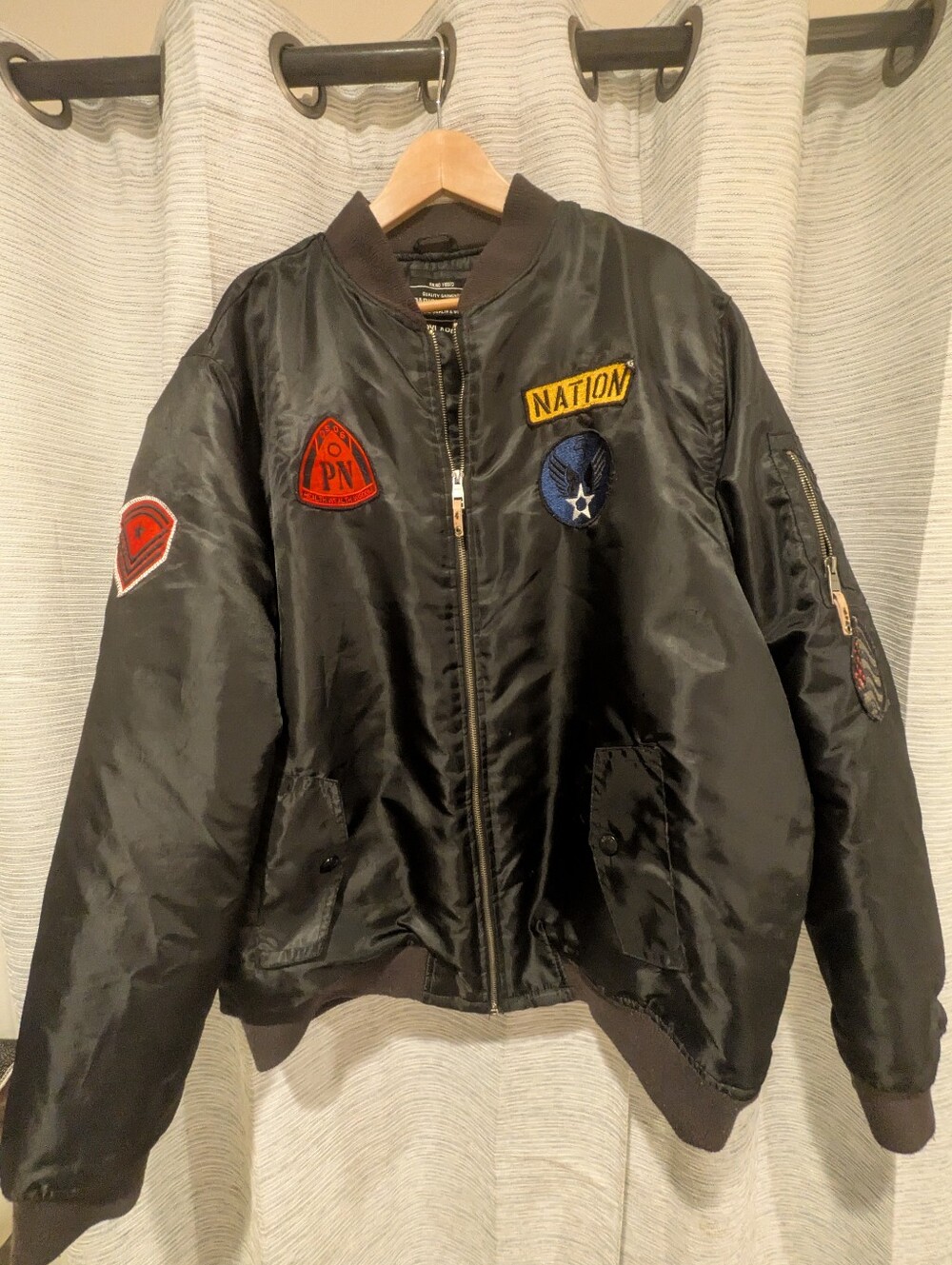 Parish Nation Black Patch-Detail Bomber Jacket - 3X
